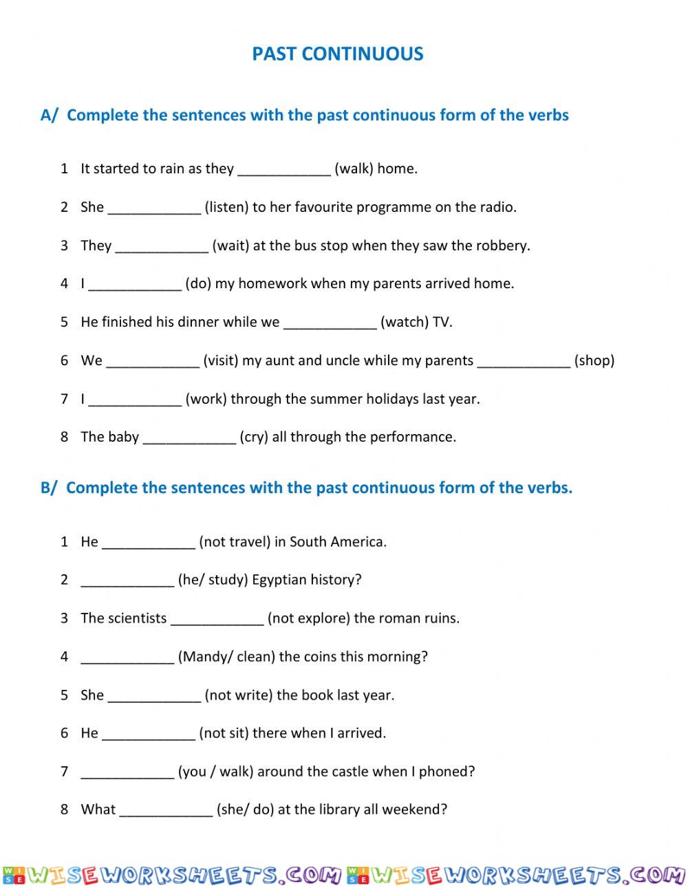 Past continuous practice