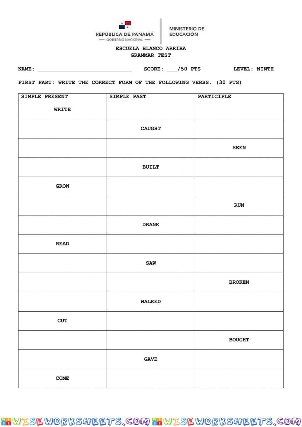 Present perfect test