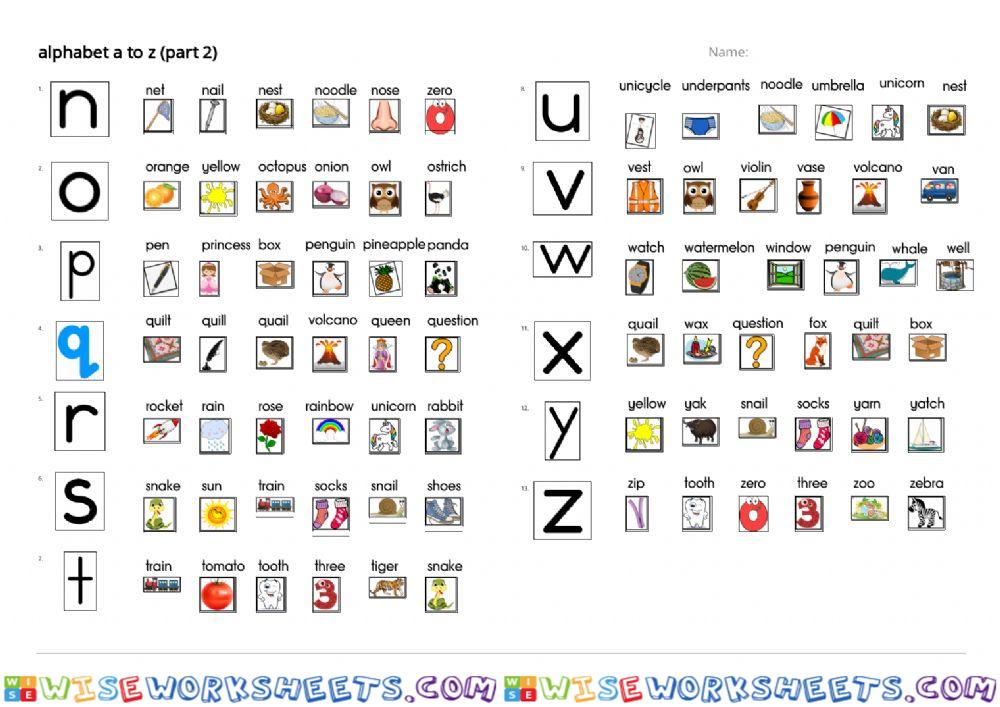 Alphabet a to z (part 2)