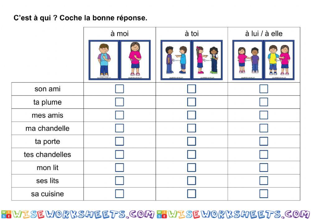 Les adjectifs possessifs