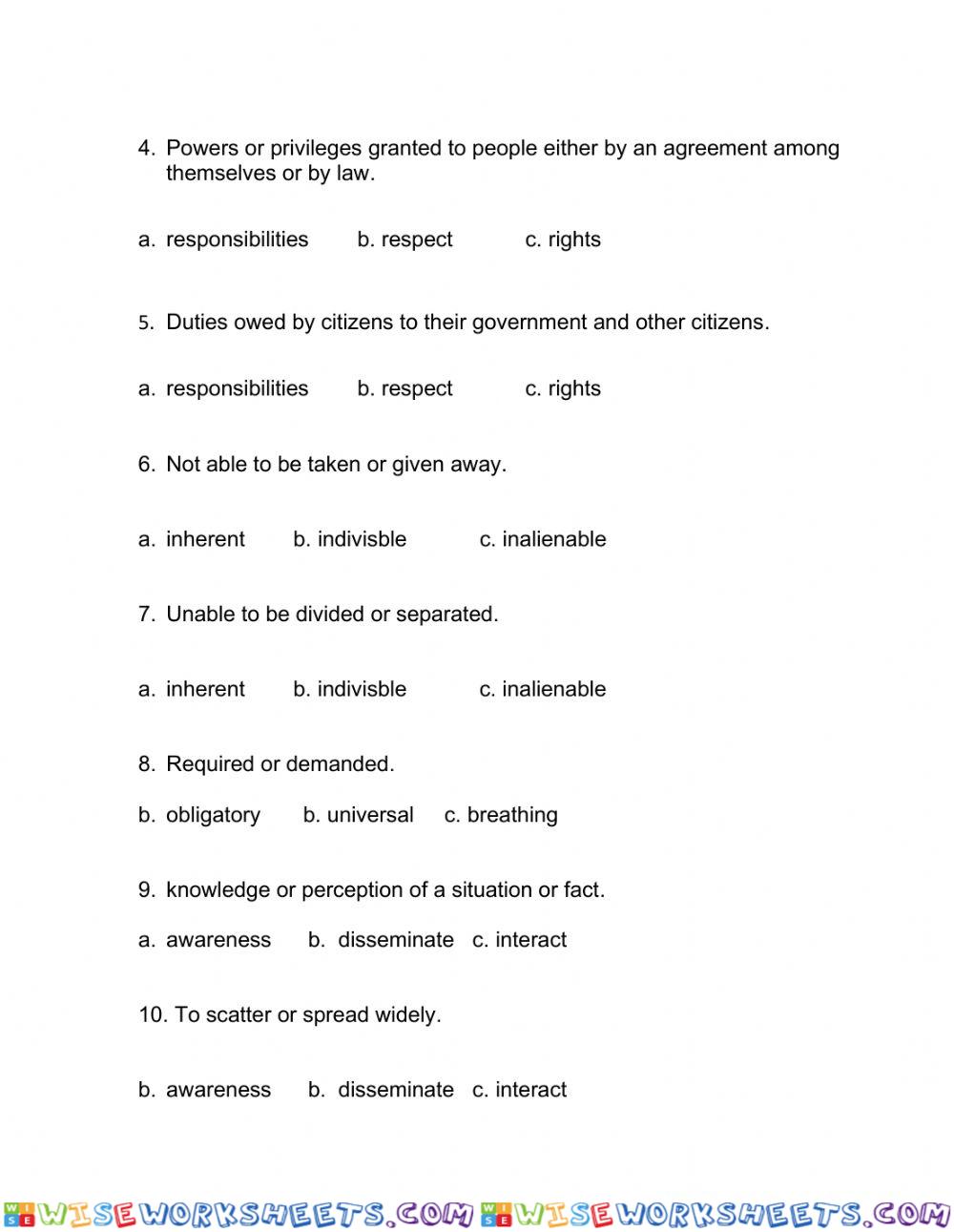 worksheet