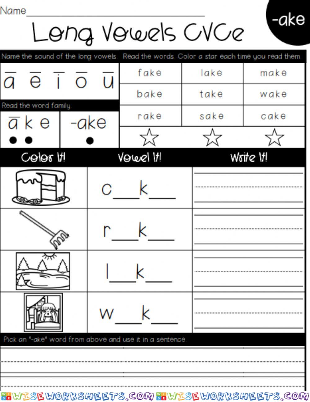 Long Vowels CVCe (-ake Words)