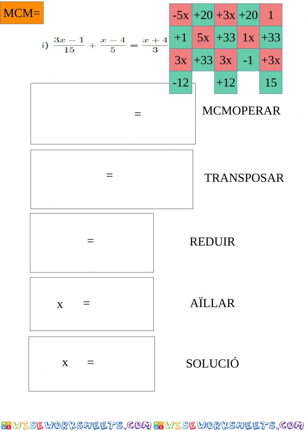 Equacions amb fraccions