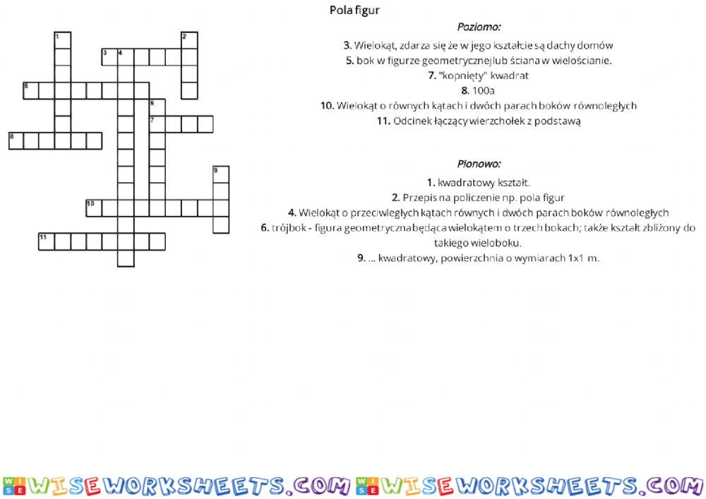 Pola figur krzyżówka