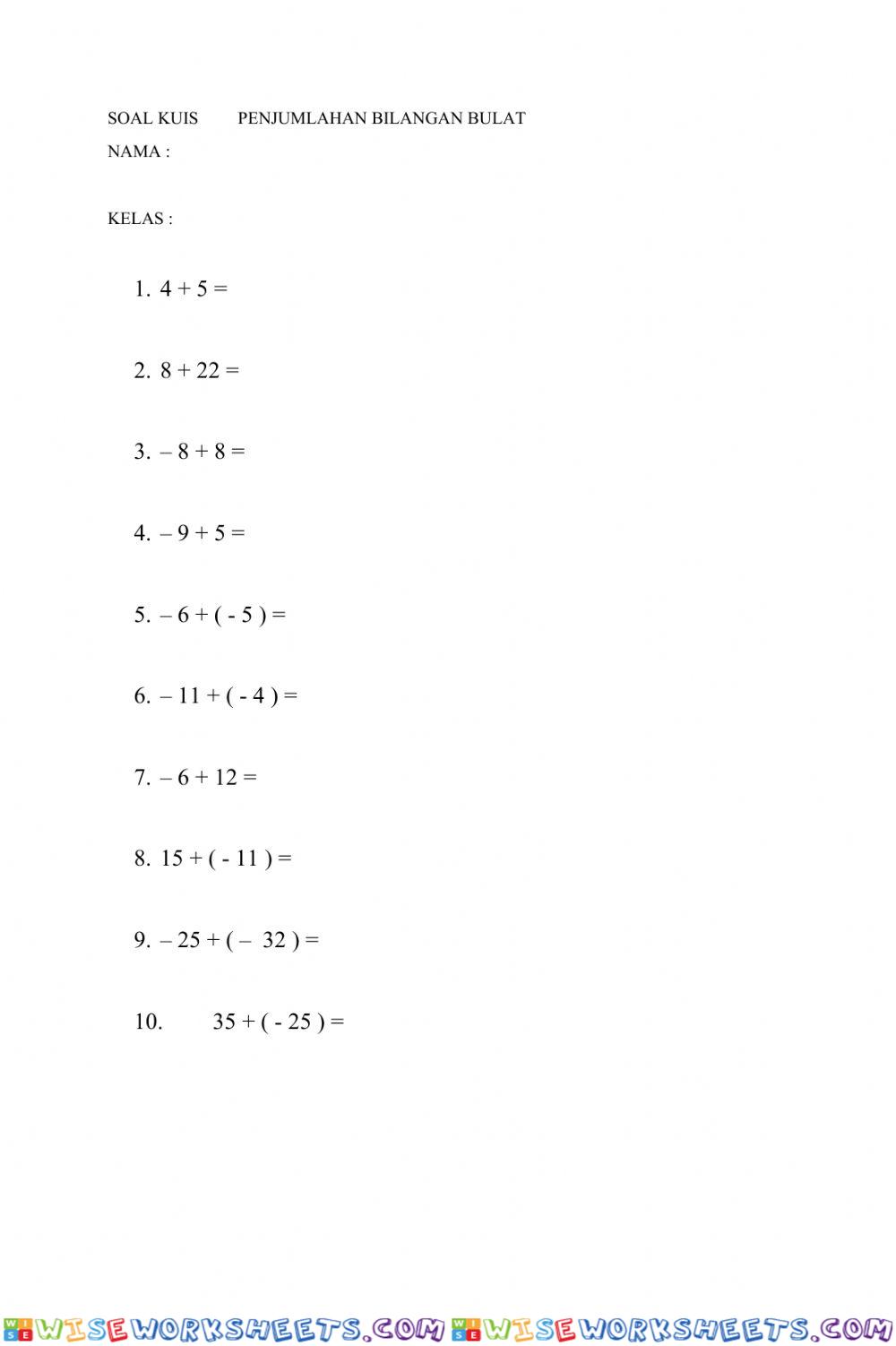 worksheet