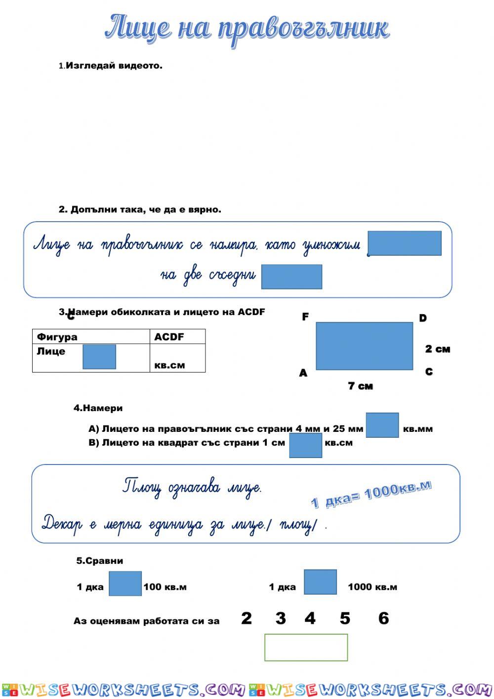 Лице на правоъгълник-вариант 3