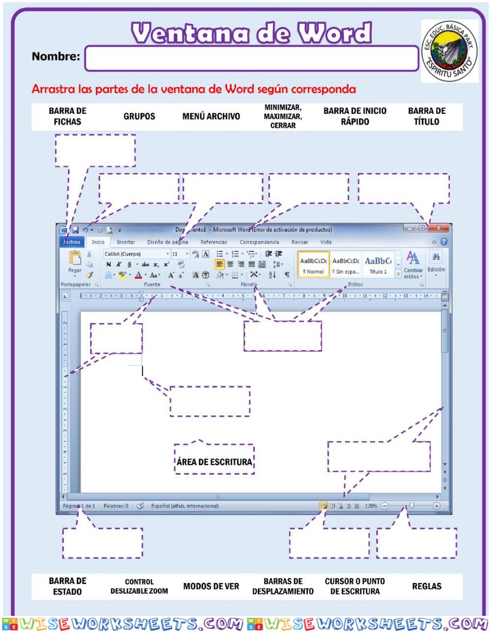 Partes de la ventana de word