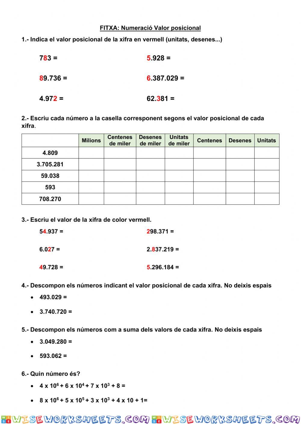 Numeració valor posicional