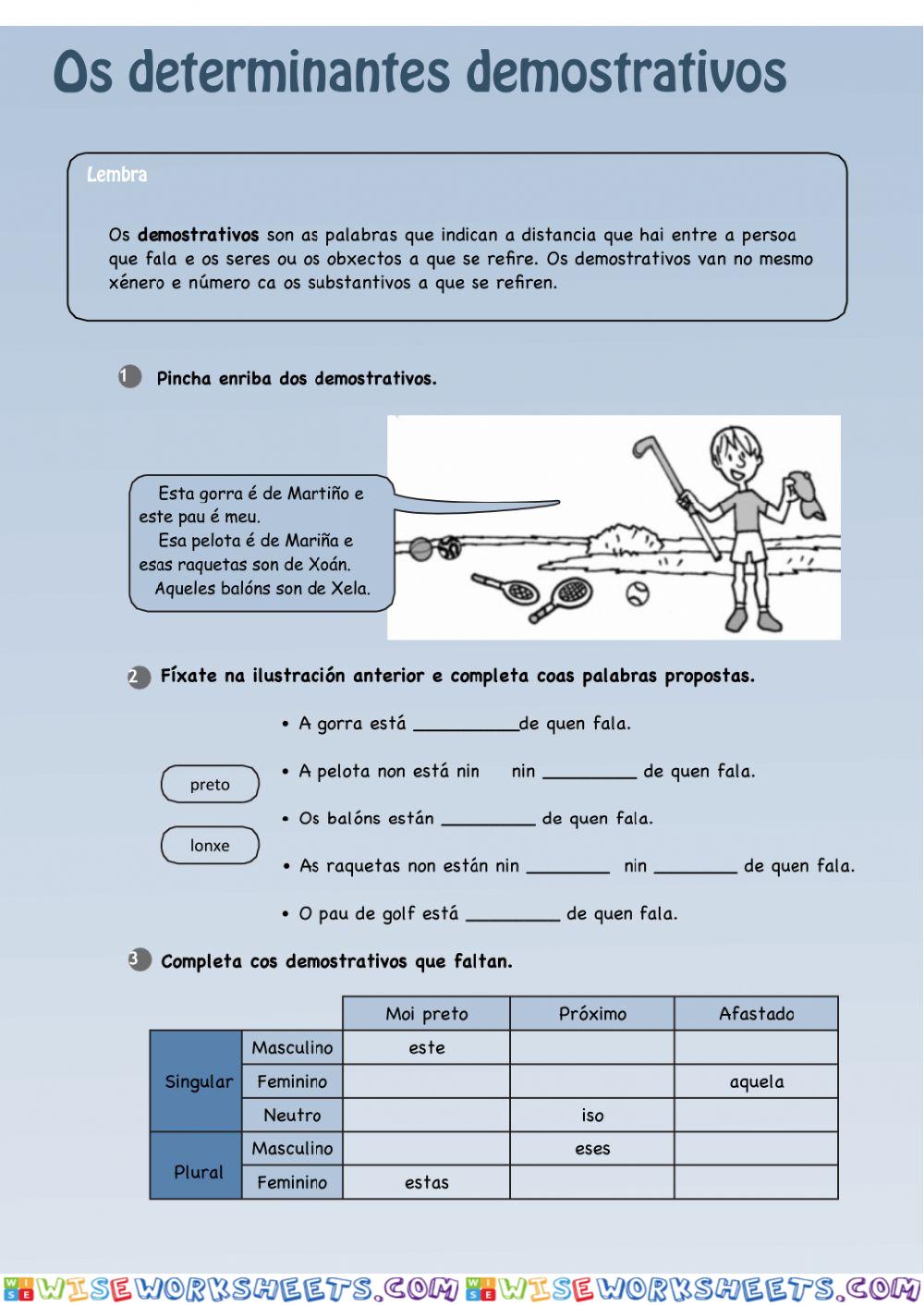 Os determinantes demostrativos