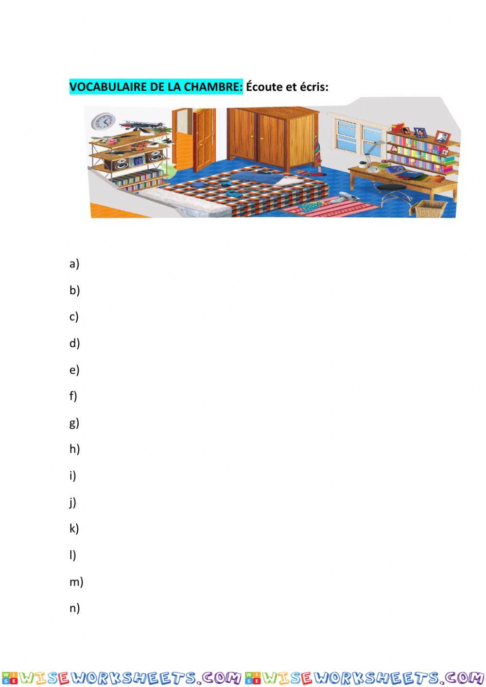 Vocabulaire de la chambre