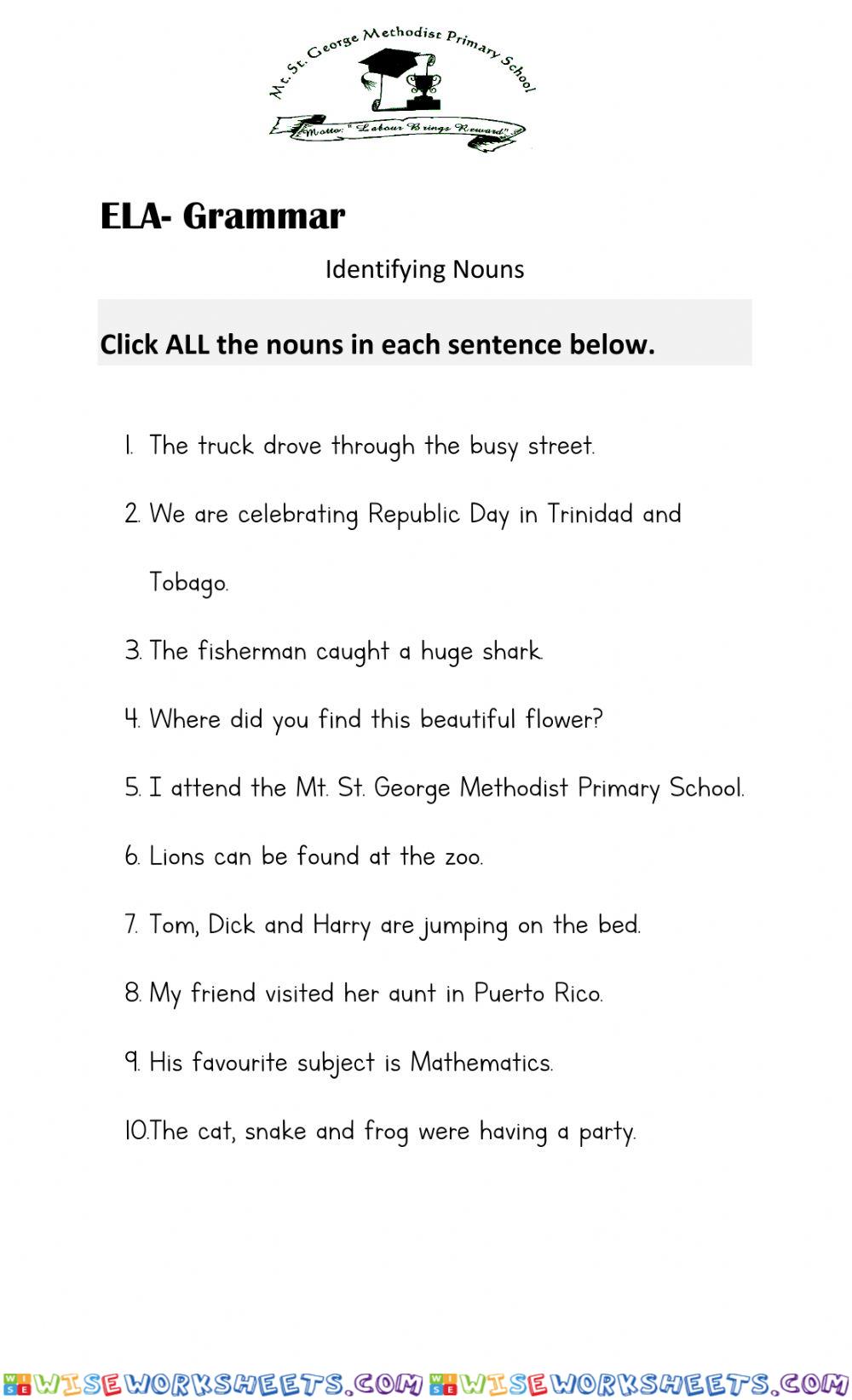 Identifying Nouns