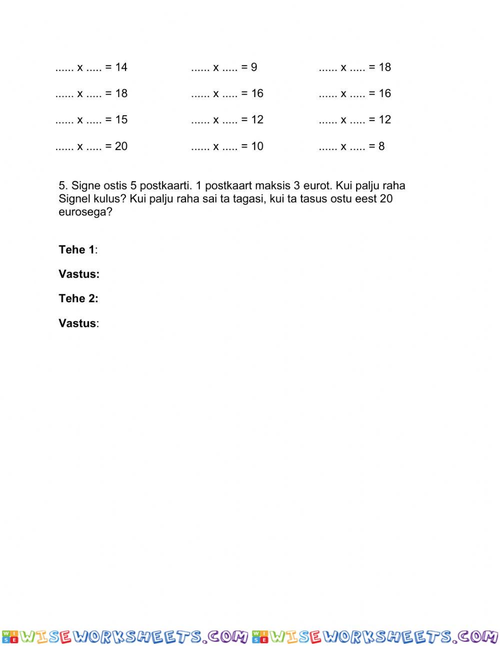 worksheet