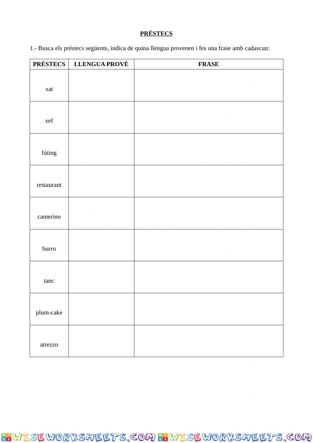 worksheet