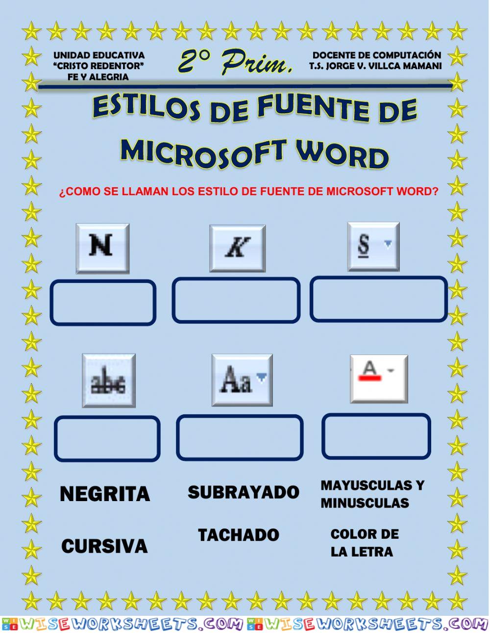 Estilos de fuentes de microsoft word