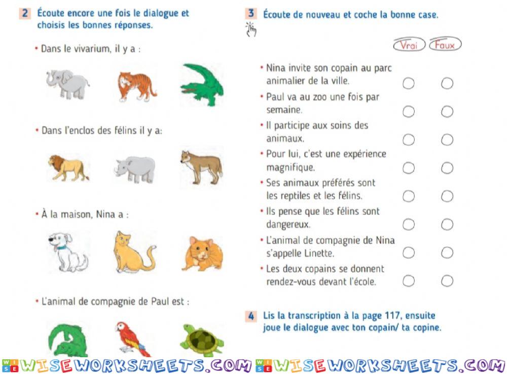 Unité 6 Nos amis, les animaux  Booklet L2