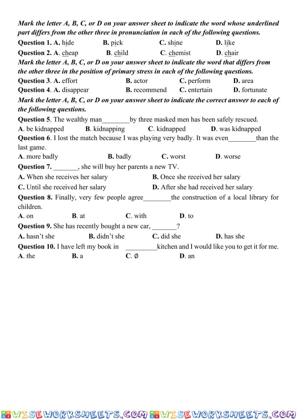 worksheet