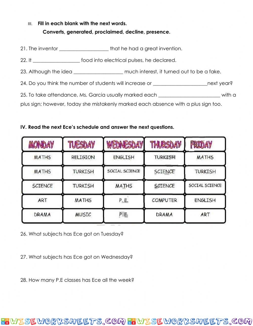 worksheet