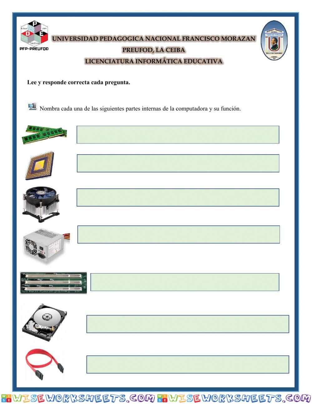 Partes internas de la computadora