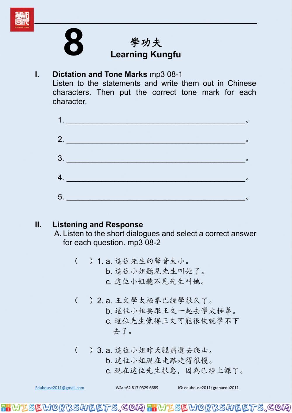 Welcome to Taiwan 2 Worksheet unit 8