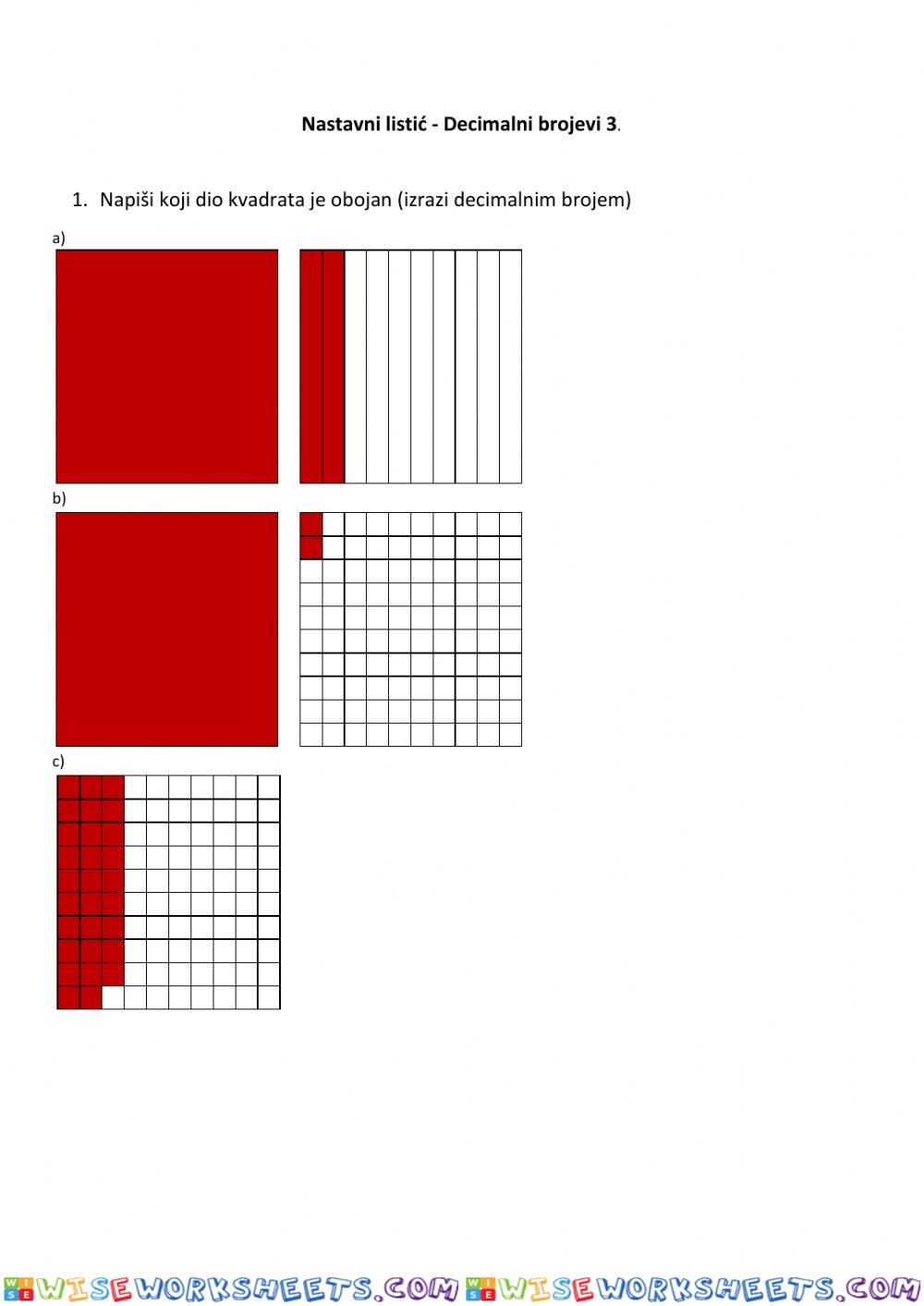Nastavni listić 3 -Decimalni brojevi