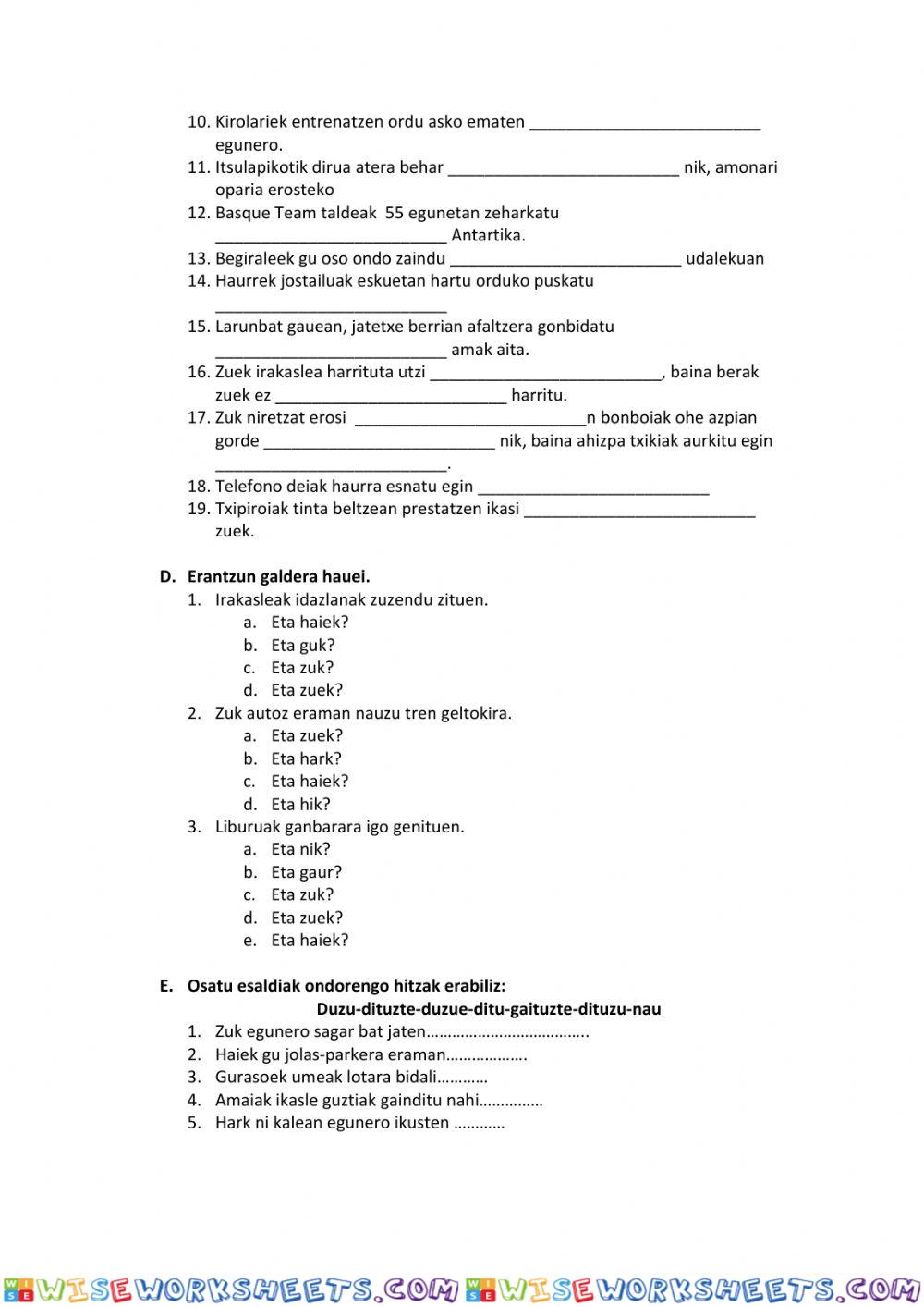 worksheet