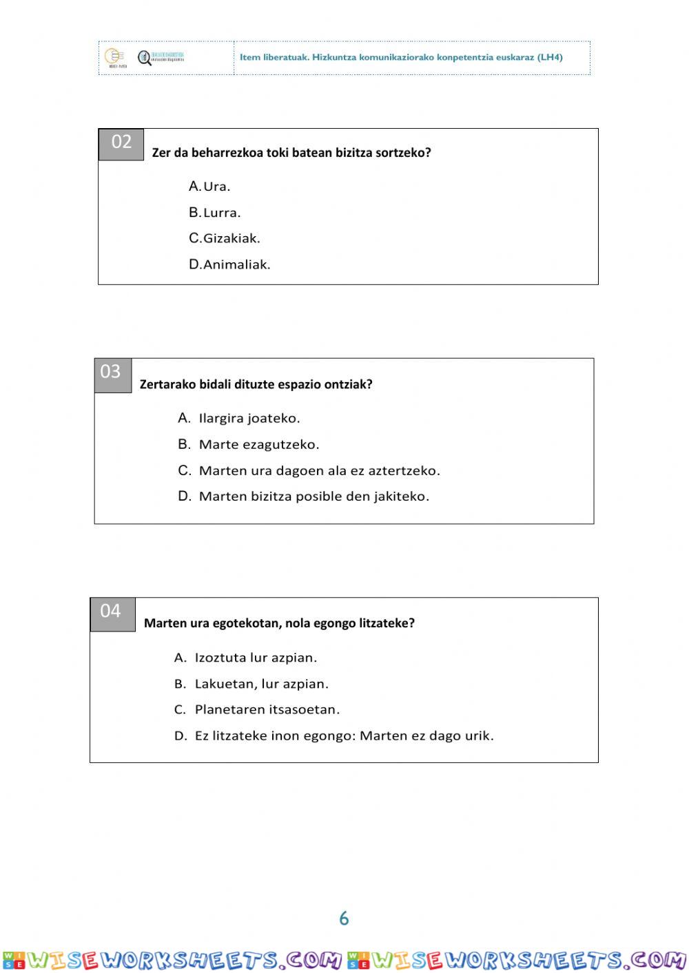 worksheet