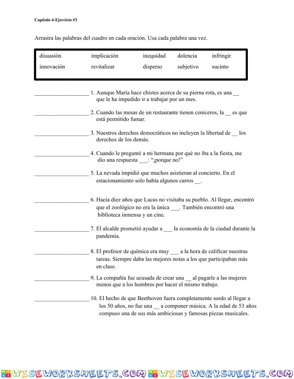 Vocabulario en contexto-Leccion 4,Ejercicio -3