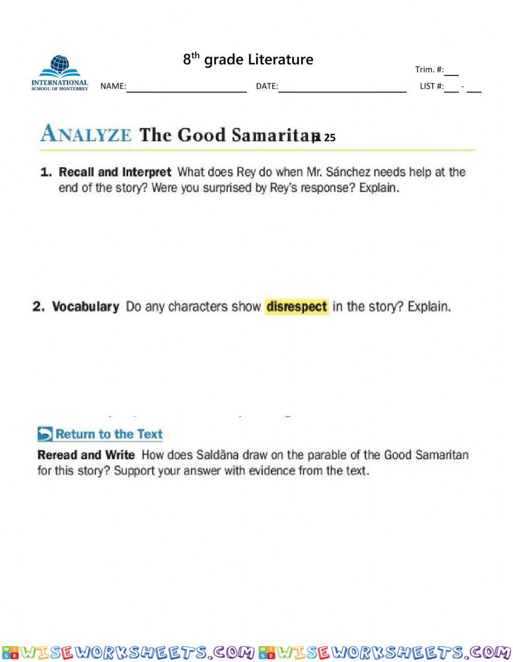 8- Analyze The Good Samaritan p. 25