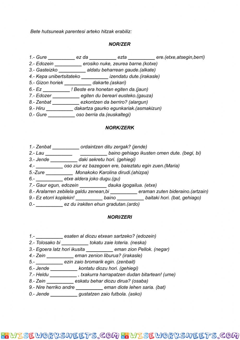 worksheet