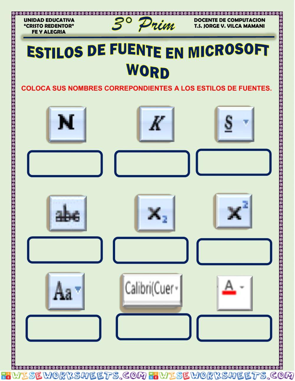 Estilos de fuentes de microsoft word