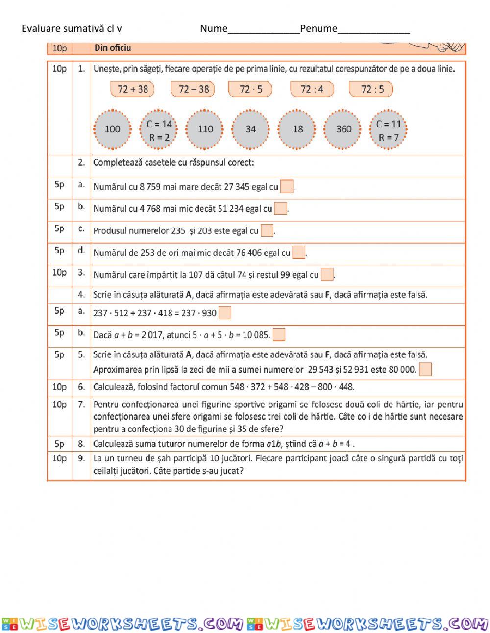 Evaluare sumativa