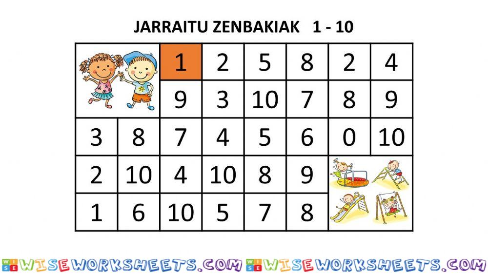 01Jarraitu zenbakiak 1-10