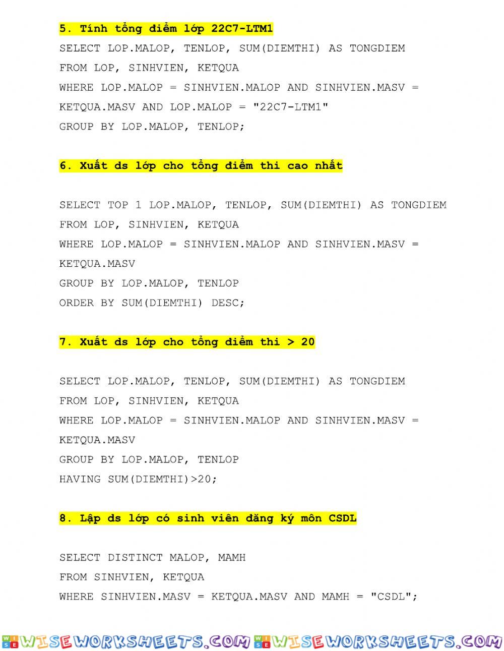 worksheet