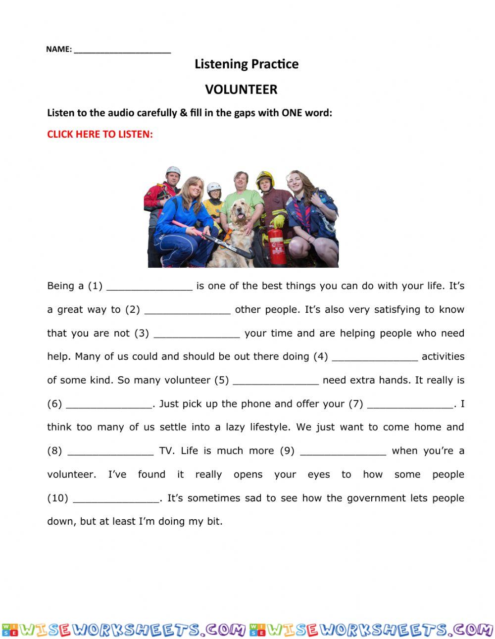 Listening Practice - VOLUNTEER 1