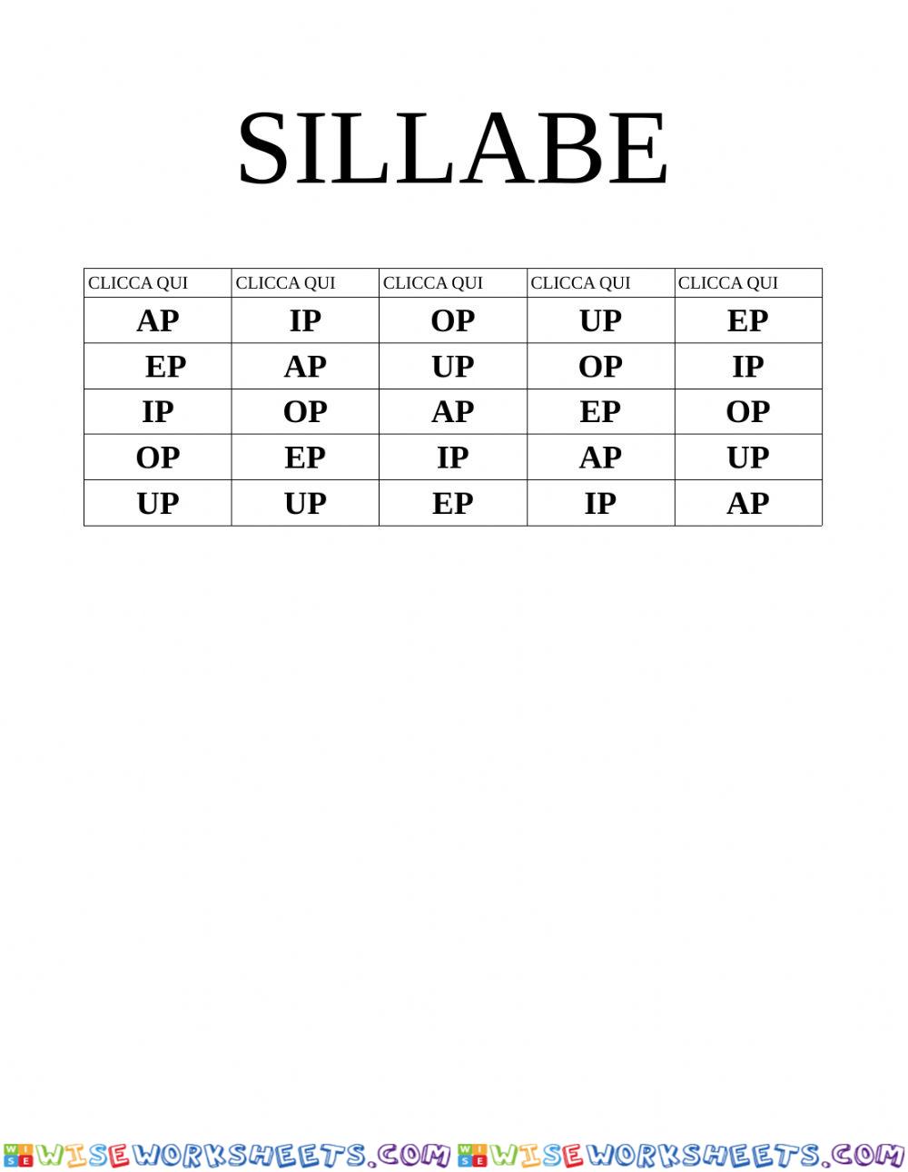 Sillabe AP EP IP OP UP