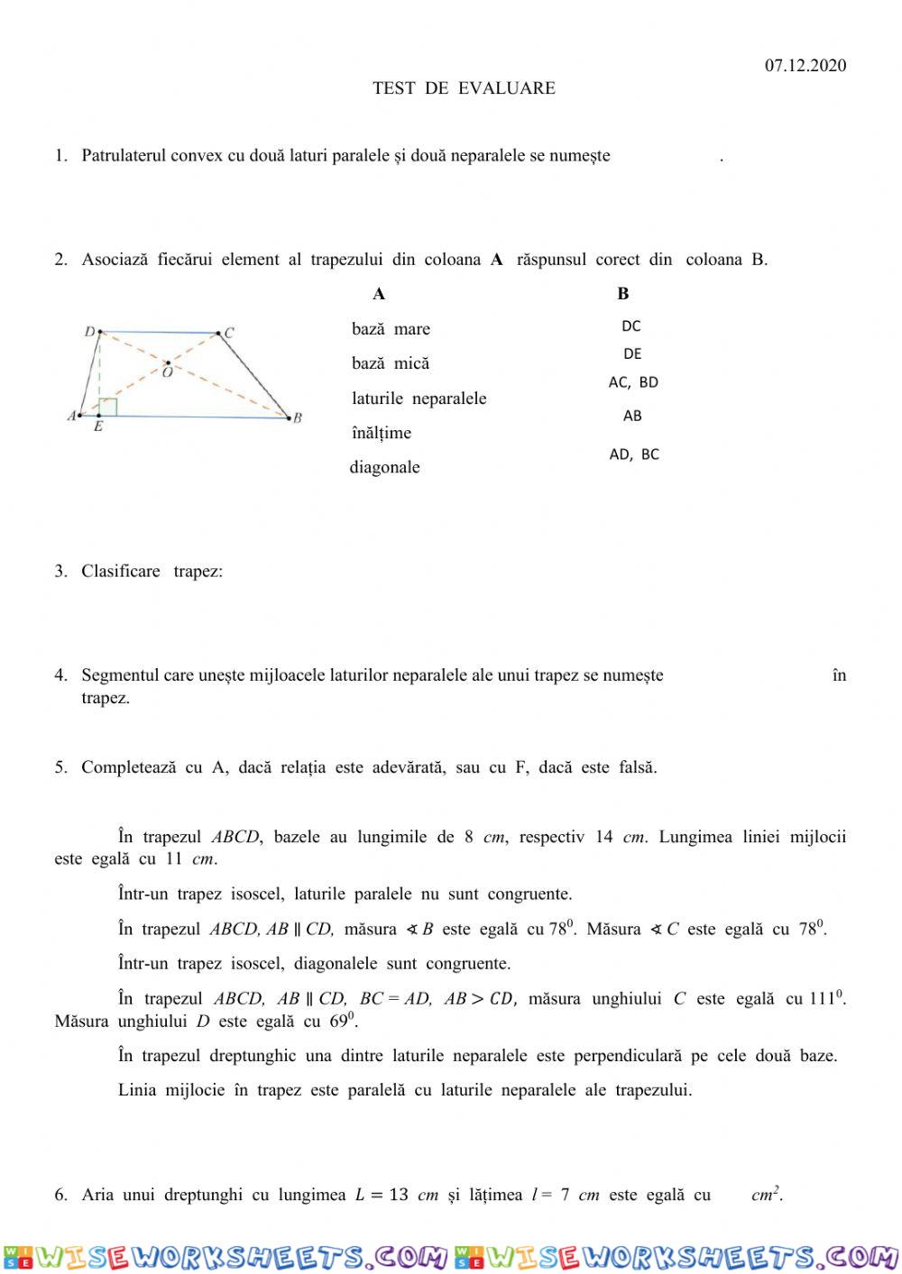 Test  clasa  a  VII-a