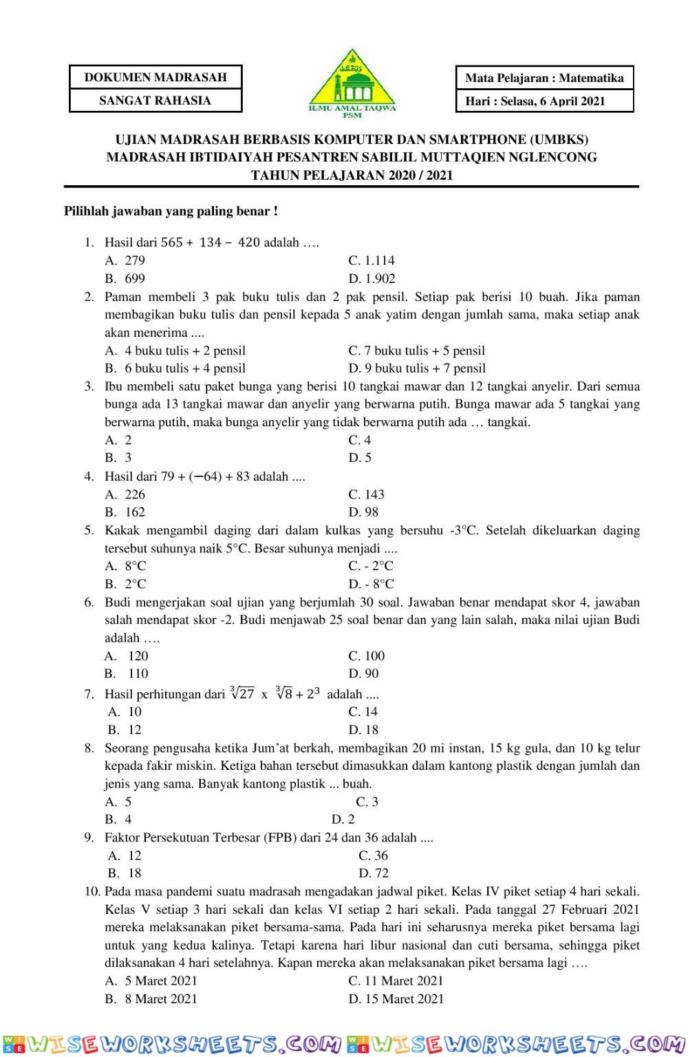 worksheet