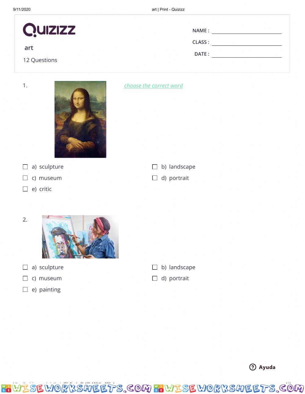 art quizizz