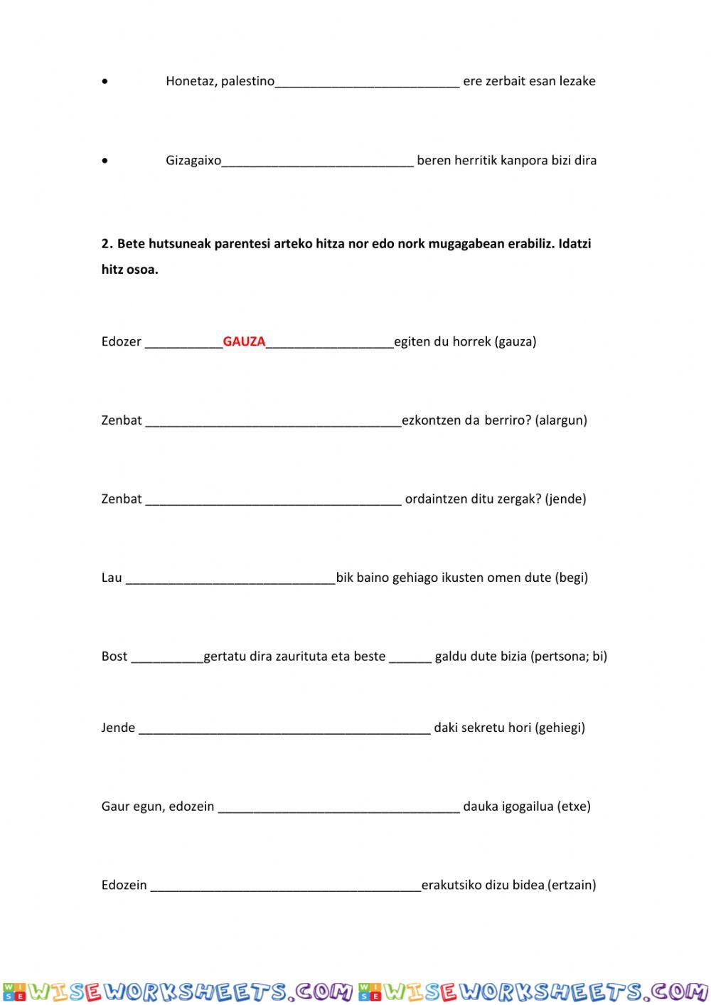 worksheet