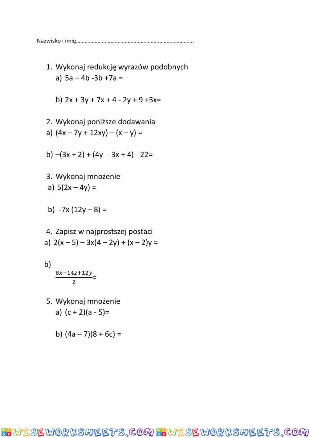 Wyrażenia algebraiczne