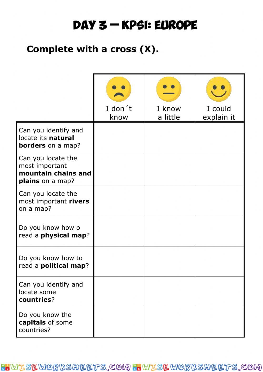 Europe self - assessment 3