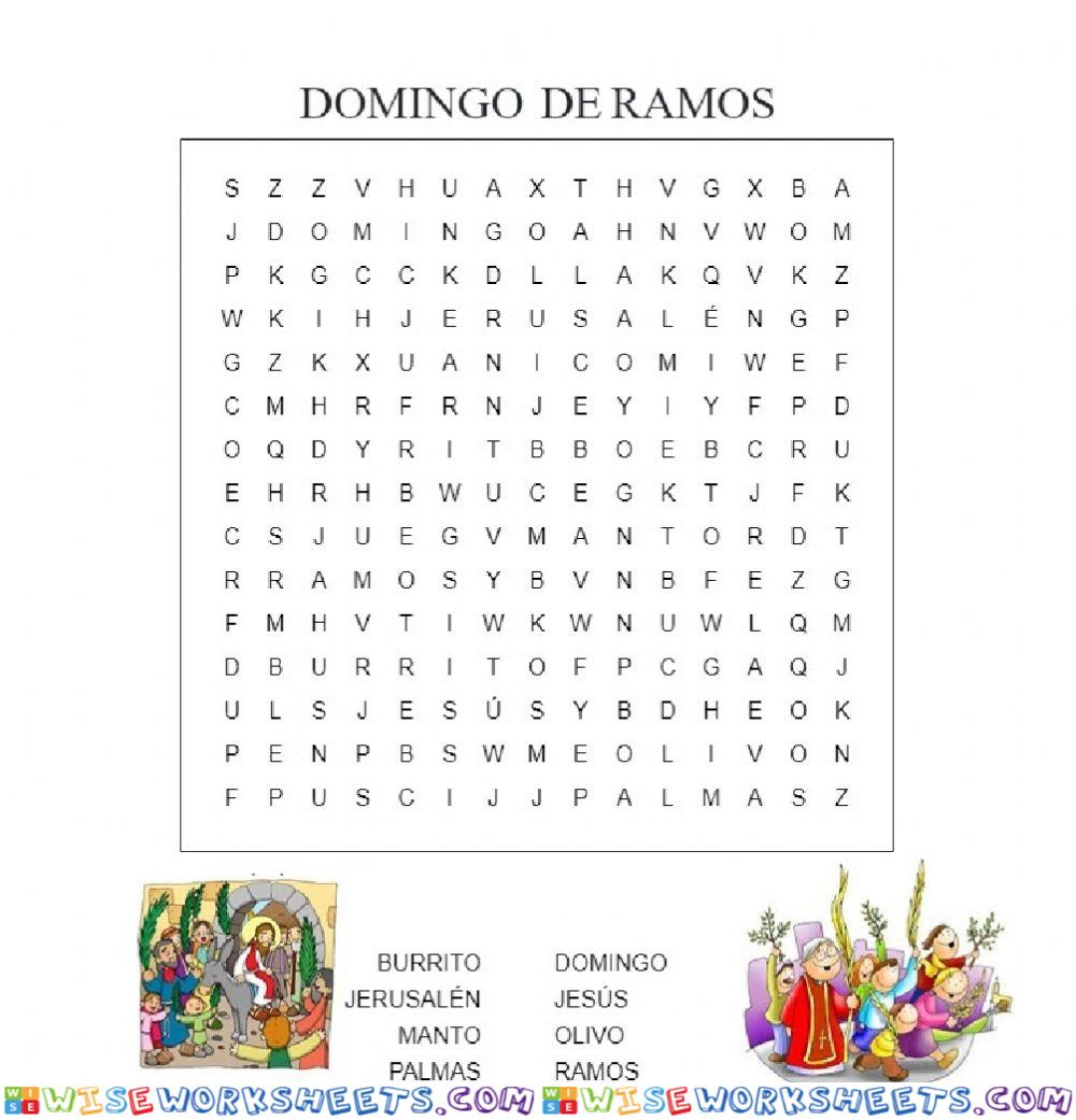 Sopa de letras domingo de ramos