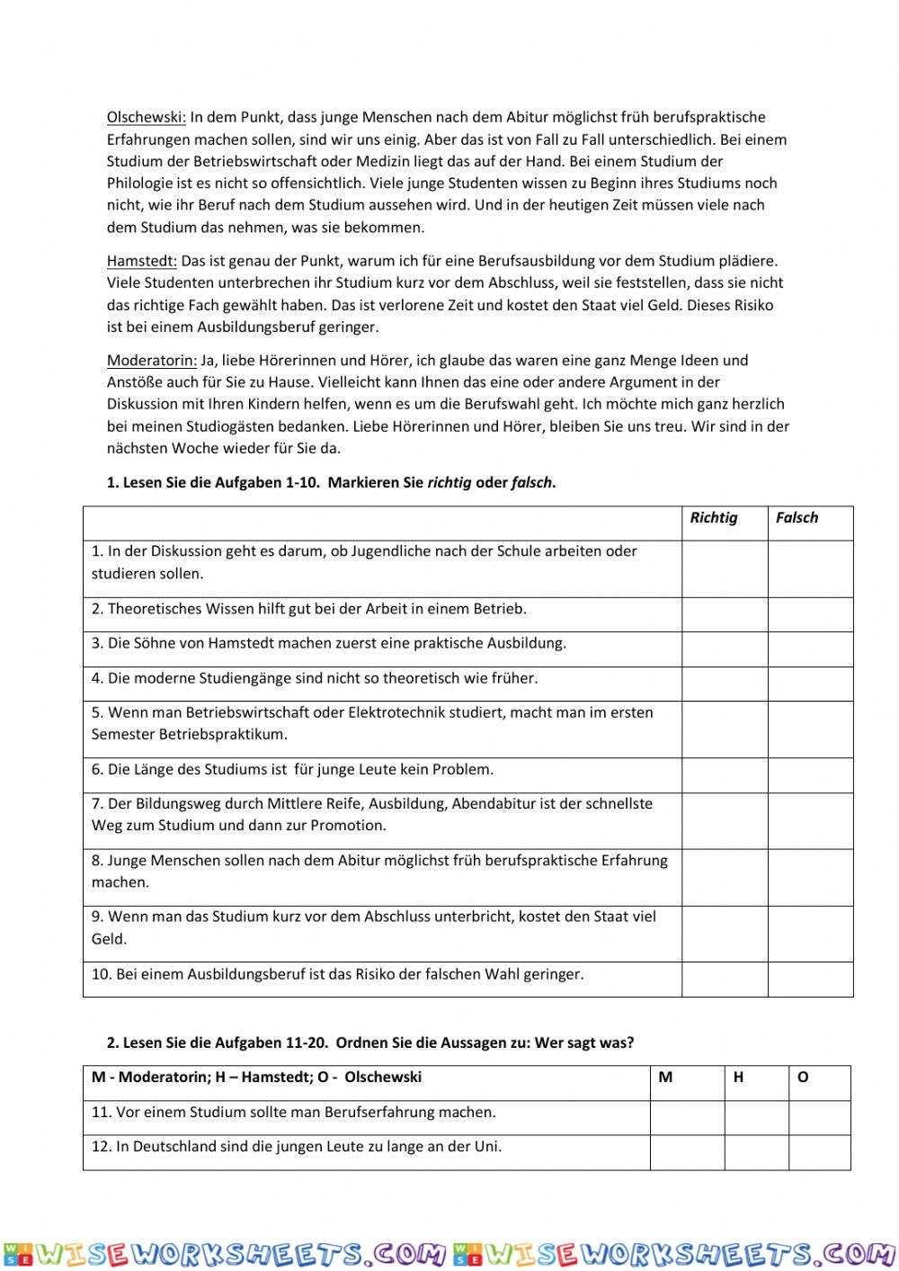 worksheet