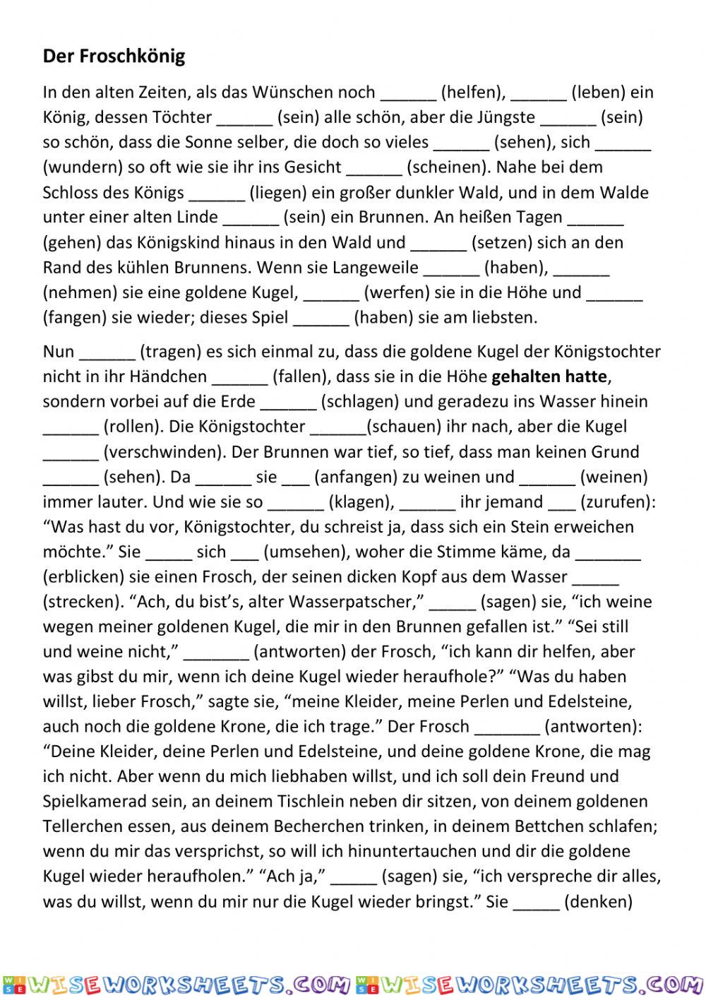 B1 Lek1 Präteritum -der Froschkönig-