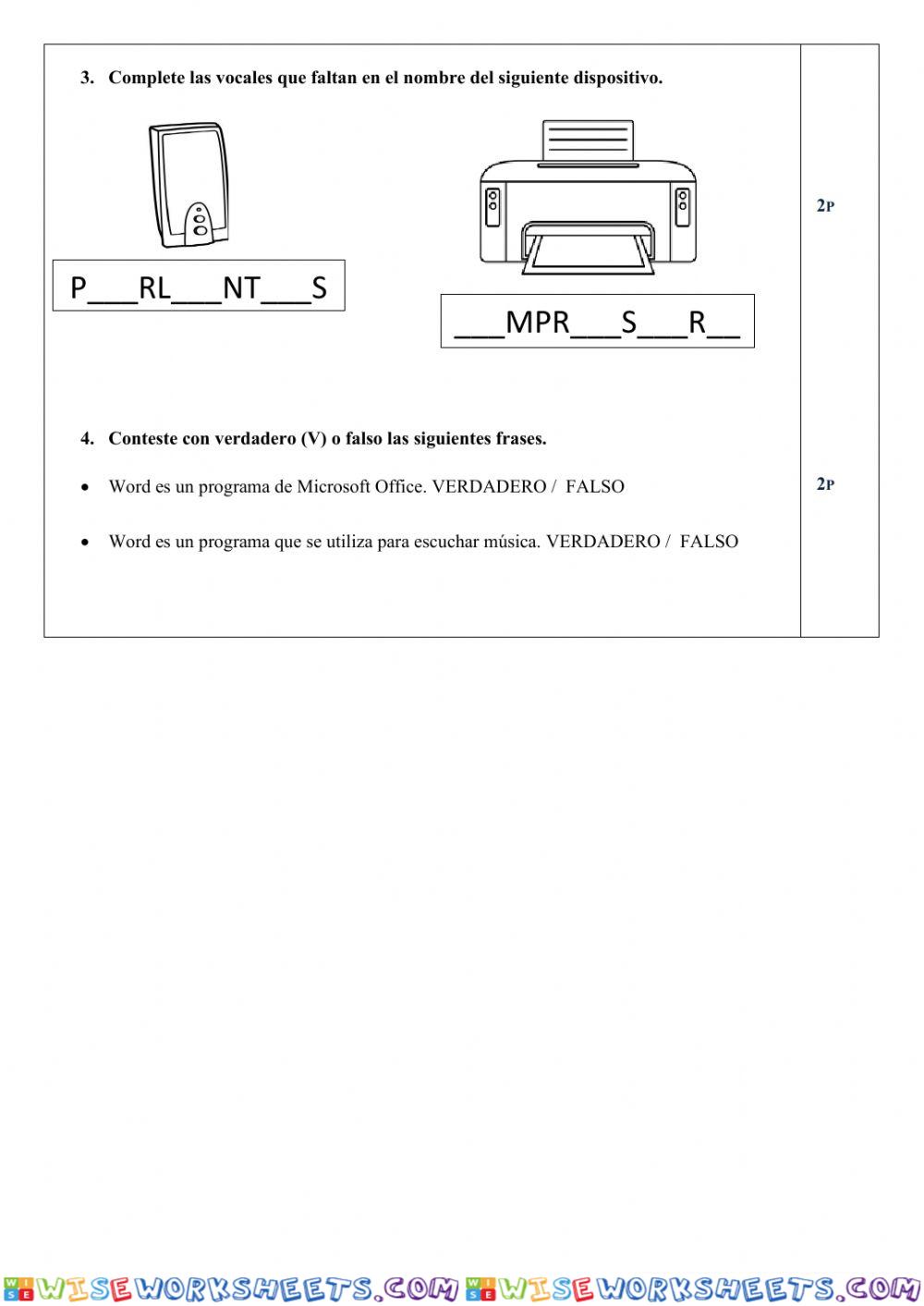 worksheet