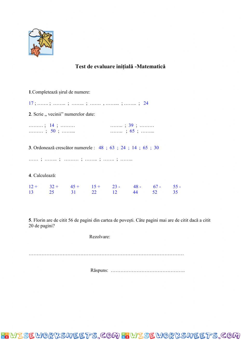 Fisa Matematica