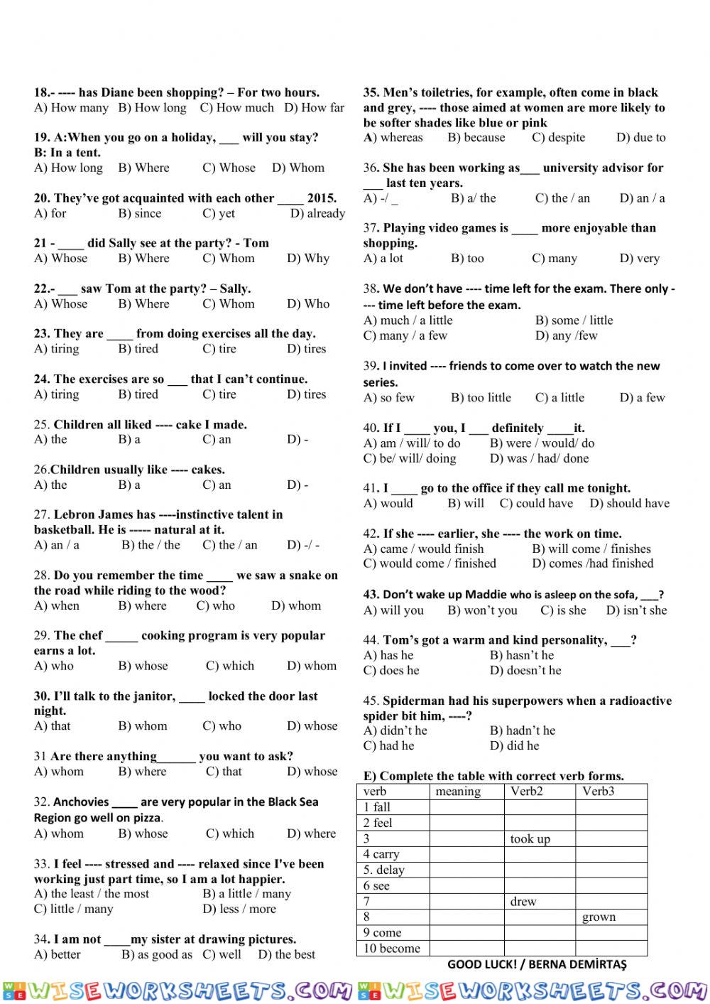 worksheet