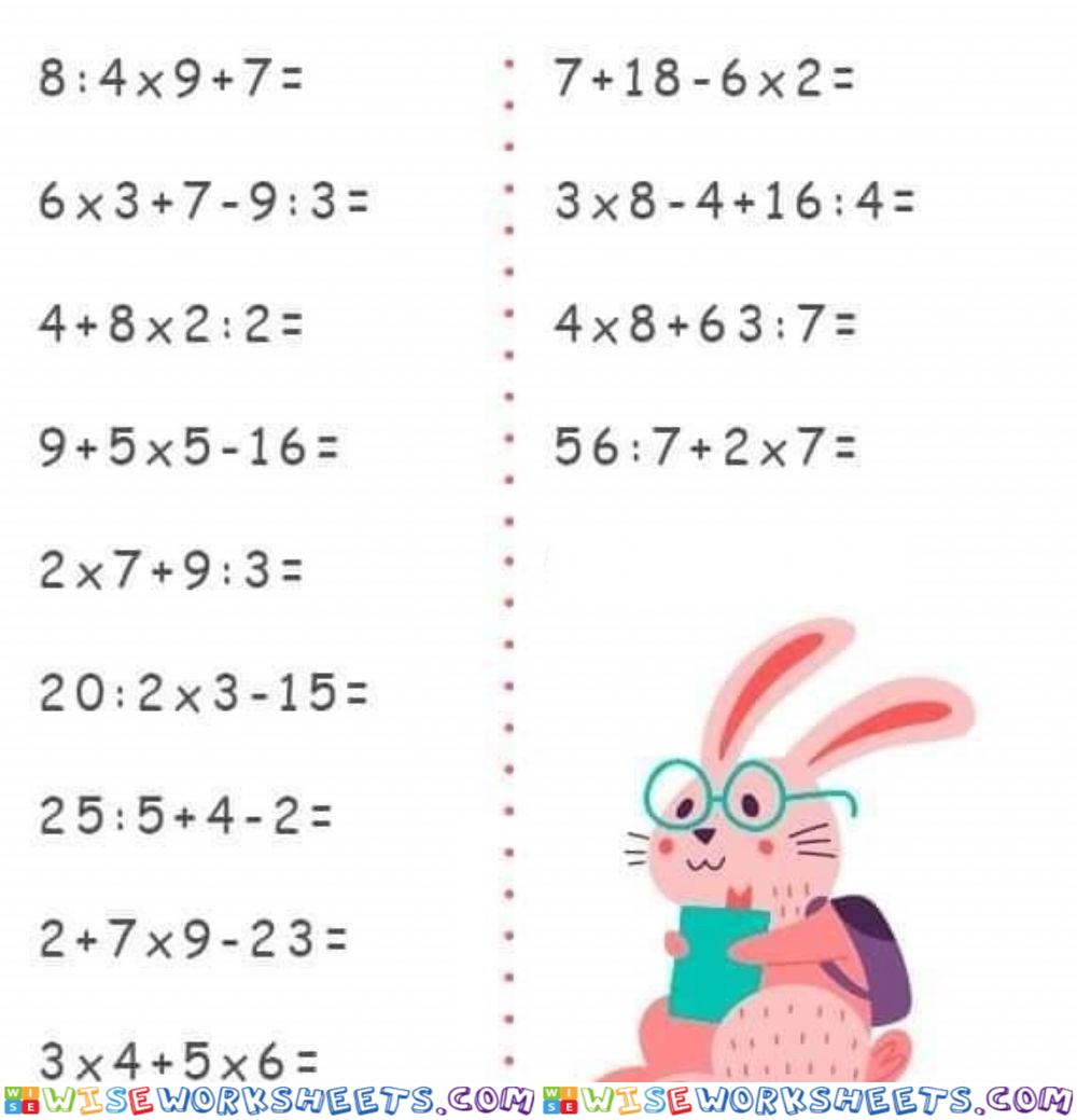 Calcul matematic repetat fara paranteze 1