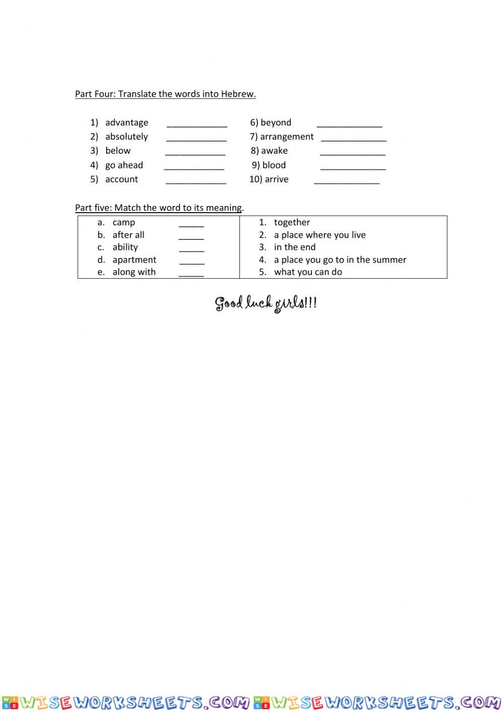 worksheet