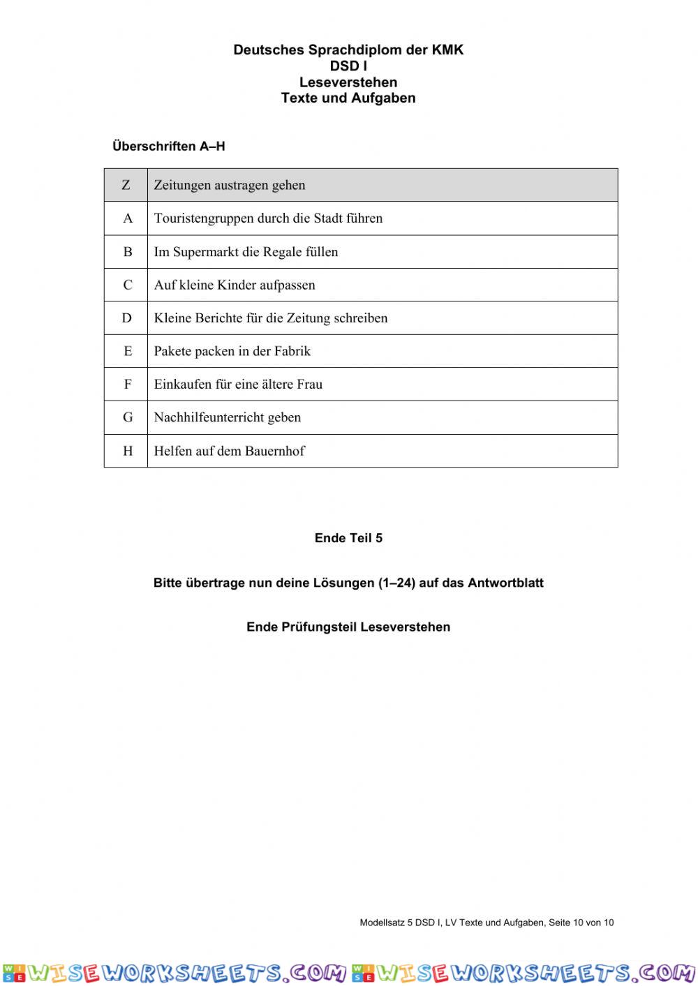 worksheet